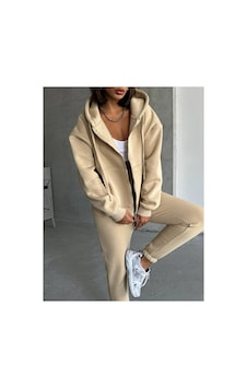 J&kstores Ceketli Üç İplik Polar Oversize Eşofman Takımı Kahverengi J&kstores Ceketli Üç İplik Polar Oversize Eşofman Takımı Kahverengi
