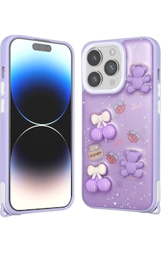 Apple Uyumlu iPhone 14 Pro Max Uyumlu Kılıf Parlayan Sıvılı Simli Kabartma Figürlü Zore Cevze Kapak-mor Ayı Mor Ayı - Apple Uyumlu iPhone 14 Pro Max Uyumlu Kılıf Parlayan Sıvılı Simli Kabartma Figürlü Zore Cevze Kapak-mor Ayı Mor Ayı -