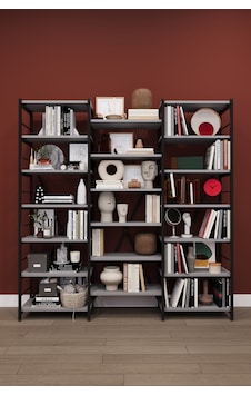 Modern 18 Raflı Metal Kitaplık Üçlü Ayrılabilir Modül Dekoratif Çok Amaçlı Kitaplık Metalk03 Kül Gri Modern 18 Raflı Metal Kitaplık Üçlü Ayrılabilir Modül Dekoratif Çok Amaçlı Kitaplık Metalk03 Kül Gri
