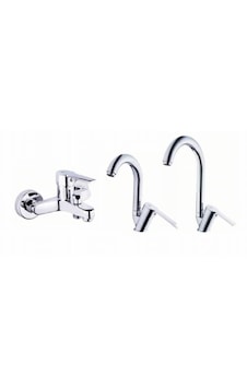 Tema Flora Banyo Lavabo Ve Eviye Batarya Seti 62001 + 62002 + 62003 Krom