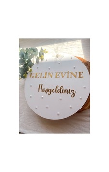 Gelin Evine Hoşgeldiniz Gold Pleksi Kapı Süsü Gold