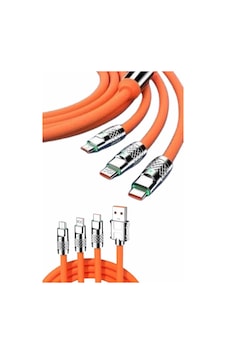 Tek 120w Silikon Metal Uçlu Led Işıklı 3 In1 Şarj Kablosu 1.2m Najmaddin Tek 120w Silikon Metal Uçlu Led Işıklı 3 In1 Şarj Kablosu 1.2m Najmaddin