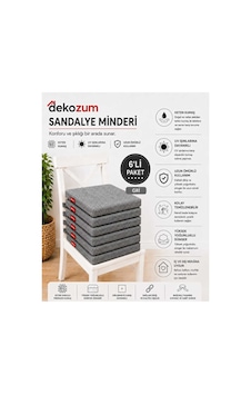 Comfort Plus Sandalye Koltuk Minderi 40x40 Bağcıklı Fermuarlı Yıkanabilir Balkon Bahçe Minderi 6 Adet Gri Comfort Plus Sandalye Koltuk Minderi 40x40 Bağcıklı Fermuarlı Yıkanabilir Balkon Bahçe Minderi 6 Adet Gri