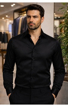Suit Aydın Erkek Cepsiz Slimfit Siyah Gömlek Saten Kumaş Kırışmaz Özellikli Siyah Suit Aydın Erkek Cepsiz Slimfit Siyah Gömlek Saten Kumaş Kırışmaz Özellikli Siyah