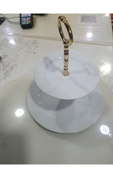 2 Katlı Porselen Şekerlik Beyaz