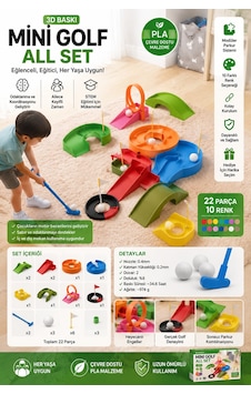 3d Baskı Mini Golf All Set Eğitici Çocuk Golf Oyun Seti 22 Parça 10 Renk