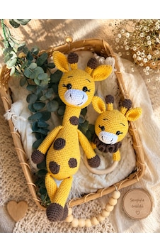 Amigurumi Zürafa Uyku Arkadaşı Ve Diş Kaşıyıcı Seti - El Örgüsü Organik Cotton İplik Amigurumi Zürafa Uyku Arkadaşı Ve Diş Kaşıyıcı Seti - El Örgüsü Organik Cotton İplik