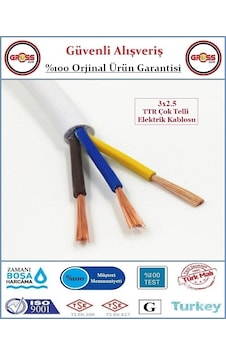 3x2.5 Ttr Elektrik Kablosu - Uzatma Ara Kablo - 8 Metre 3x2.5 Ttr Elektrik Kablosu - Uzatma Ara Kablo - 8 Metre