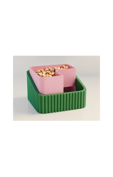 Alvera Fıstık Kasesi 3d Baskı Çift Hazneli Kabuk Ayırıcı Sunum Kasesi - Yeşil Pembe Alvera Fıstık Kasesi 3d Baskı Çift Hazneli Kabuk Ayırıcı Sunum Kasesi - Yeşil Pembe