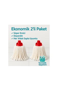 Süper Emici & Dayanıklı Mikrofiber Mop Başlığı Ekonomik 2 Li Paket Süper Emici & Dayanıklı Mikrofiber Mop Başlığı Ekonomik 2 Li Paket
