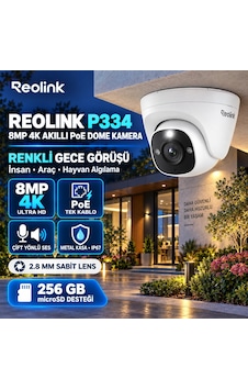 Reolink P334 8mp 4k Ultra Hd Aı Poe Dome Güvenlik Kamerası Reolink P334 8mp 4k Ultra Hd Aı Poe Dome Güvenlik Kamerası