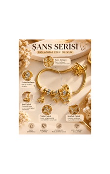 Şans Serisi Çelik Gold Charm Bileklik Yonca, Kelebek, Yıldız Ve Kuş Figürlü Altın