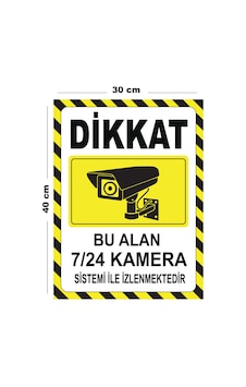Metal Dikkat Bu Alan 7 24 Kamera Sistemi İle İzlenmektedir 30cm X 40cm A3 Büyüklüğünde Uyarı Levhası Metal Dikkat Bu Alan 7 24 Kamera Sistemi İle İzlenmektedir 30cm X 40cm A3 Büyüklüğünde Uyarı Levhası