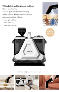 Whırtz Wr-ea-1000 Halı Yıkama Makinesi Islak Kuru Temizlik Halı Ve Koltuk Temizleyici 650w