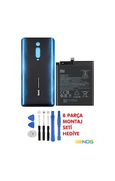 Xiaomi Mi 9t/redmi Uyumlu K20/k20 Pro Arka Batarya Pil Kapağı Cam Mavi + Batarya Pil Bp41 Montaj Set