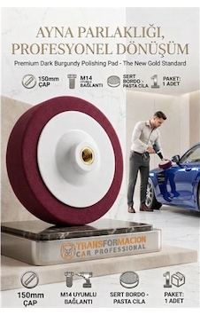 Bordo Pasta Cila Pedi 150mm - Sert Agresif Çizik Giderici Keçe M14 Uyumlu 723114 Bordo Pasta Cila Pedi 150mm - Sert Agresif Çizik Giderici Keçe M14 Uyumlu 723114