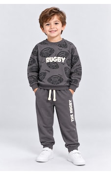 Ahengim Erkek Çocuk Rugby Topu Baskılı Pamuklu Sweatshirt Ve Pantolon Eşofman Takımı Ak119 Gri Ahengim Erkek Çocuk Rugby Topu Baskılı Pamuklu Sweatshirt Ve Pantolon Eşofman Takımı Ak119 Gri