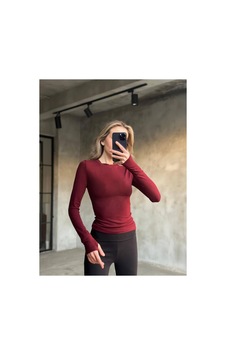 Moda Banuş Buzzy Kumaş Parmak Geçirmeli Body Bordo Moda Banuş Buzzy Kumaş Parmak Geçirmeli Body Bordo