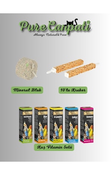 Muhabbet Kuşu Ödül & Vitamin Destek Seti Mineral Blok, 10 Lu Kraker Ve Kuş Vitaminleri Muhabbet Kuşu Ödül & Vitamin Destek Seti Mineral Blok, 10 Lu Kraker Ve Kuş Vitaminleri