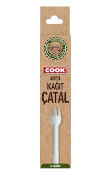 Cook Kağıt Çatal, 8 Adet, Tek Kullanımlık Çok Renkli