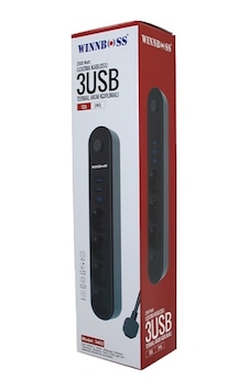 Termal Akım Korumalı 4lü Priz 3xusb 2mt Anahtarlı Uzatma Kablo Siyah 10a - 2500w 5492