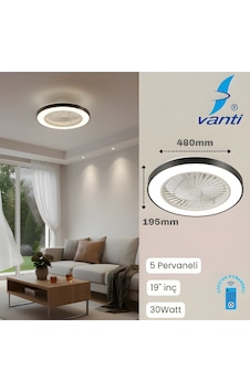 Kcf297 Modern Tavan Vanti 15w 19"ledli Modern Vantilatör - Beyaz Kcf297 Modern Tavan Vanti 15w 19"ledli Modern Vantilatör - Beyaz