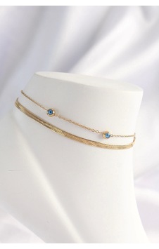 Ceylan Adam 316l Çelik Gold Renk Nazar Boncuk Tasarımlı 2li Halhal Çok Renkli Ceylan Adam 316l Çelik Gold Renk Nazar Boncuk Tasarımlı 2li Halhal Çok Renkli