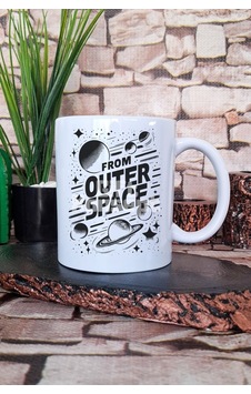 From Outer Space Baskılı Uzaydan Gelen Gizemli Yaratık Hediye Baskılı Kupa Bardak Beyaz