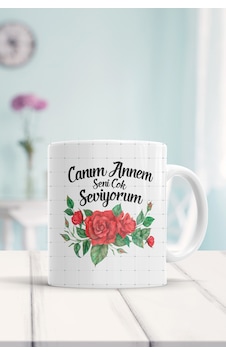 Canım Annem Seni Çok Seviyorum Baskılı Kupa Bardak Beyaz Canım Annem Seni Çok Seviyorum Baskılı Kupa Bardak Beyaz