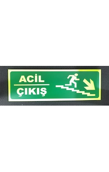 30x10 Cm Fosforlu Merdiven Yangın Uyarı Sağ Aşağı Acil Çıkış Levhası 30x10 Cm Fosforlu Merdiven Yangın Uyarı Sağ Aşağı Acil Çıkış Levhası