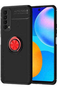 Huawei P Smart 2021 Kılıf Zore Ravel Silikon Kapak Siyah-Kırmızı Huawei P Smart 2021 Kılıf Zore Ravel Silikon Kapak Siyah-Kırmızı