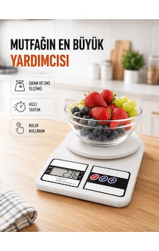 Beyaz Plastik Dijital Mutfak Tartısı 24x16.8x1.5cm Diğer 81968273