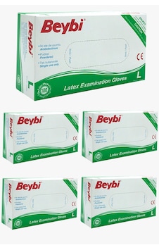 Beybi Lateks Pudralı Eldiven Beyaz L 5 x 100'lü