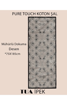 Mühürlü Dokuma Desen Pure Touch Koton Şal 75x185cm Siyah