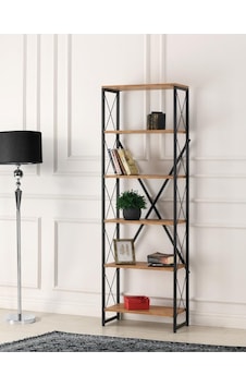 Ferforje Ahşap 5 Raflı Kitaplık 60x30x180 001 Ferforje Ahşap 5 Raflı Kitaplık 60x30x180 001