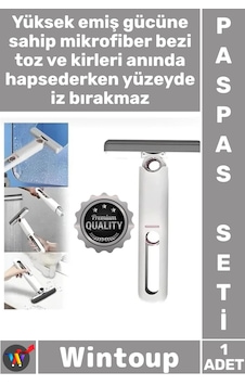 Paspas Temizlik Mikrofiber Mop Pratik Ergonomik Yer Duvar Cam Modern Şık İçe Katlanır Paspas Seti Çok Renkli