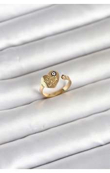 316l Çelik Gold Renk Nazar Detaylı Kalp Model Kadın Yüzük 5886 Altın 316l Çelik Gold Renk Nazar Detaylı Kalp Model Kadın Yüzük 5886 Altın