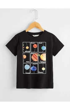 Flood Of Style Erkek Çocuk Siyah Gezegenler Baskılı Oversize Bisiklet Yaka Tshirt Flood Of Style Erkek Çocuk Siyah Gezegenler Baskılı Oversize Bisiklet Yaka Tshirt