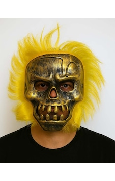 Wild Skull - Bakır Kafatası Sarı Saçlı İskelet Maske