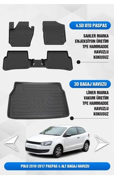 Volkswagen Polo 2010-2017 Uyumlu 4.5d Premium Havuzlu Oto Paspas Ve Liner Alt Bagaj Havuzu