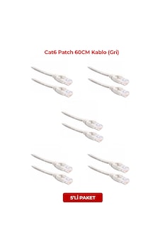 S-lınk Sl-cat606 Cat6 Patch 60cm Kablo Gri 5li Paket