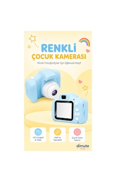 Renkli Çocuk Kamerası Taşınabilir Mini Dijital Fotoğraf Makinesi Hediyelik Çocuk Kamerası Mavi - 744100309