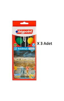 Bigpoint Suluboya 12 Renk - Büyük Boy X 3 Adet Karışık Bigpoint Suluboya 12 Renk - Büyük Boy X 3 Adet Karışık