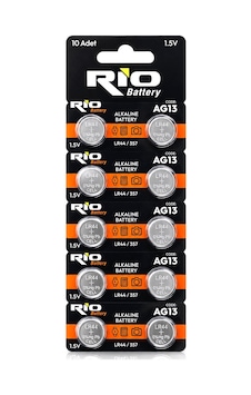 Rio Battery Ag13 Lr44/357 Alkalin Düğme Pil 1.5v 10'lu Kart Rio Battery Ag13 Lr44/357 Alkalin Düğme Pil 1.5v 10'lu Kart