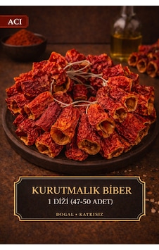 Diyarından Gaziantep Kurutmalık Biber Acı 1 Dizim 47-50 Adet Diyarından Gaziantep Kurutmalık Biber Acı 1 Dizim 47-50 Adet