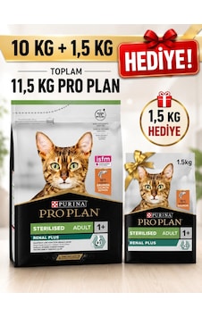 Purina Pro Plan Sterilised Renal Plus Somonlu Kısırlaştırılmış Kedi Maması 10 KG + 1500 G Purina Pro Plan Sterilised Renal Plus Somonlu Kısırlaştırılmış Kedi Maması 10 KG + 1500 G