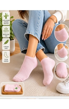 Km Collections 6'lı Set Özel Parfümlü Kadın Bambu Kısa Çorap Açık Pembe - Pudra Km Collections 6'lı Set Özel Parfümlü Kadın Bambu Kısa Çorap Açık Pembe - Pudra