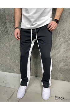 Çizgi Detaylı Baggy Eşofman Altı Siyah