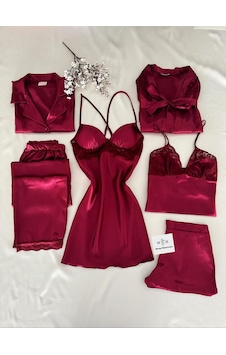 Mh Moony Homewears Soso Kutulu Altılı Saten Sabahlık Kaplı Gecelik Pijama Çeyiz Seti Bordo Mh Moony Homewears Soso Kutulu Altılı Saten Sabahlık Kaplı Gecelik Pijama Çeyiz Seti Bordo