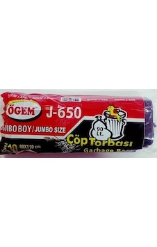 Ögem J-650 Jumbo Boy Çöp Torbası 20 Adet Siyah 80 x 110 CM Ögem J-650 Jumbo Boy Çöp Torbası 20 Adet Siyah 80 x 110 CM